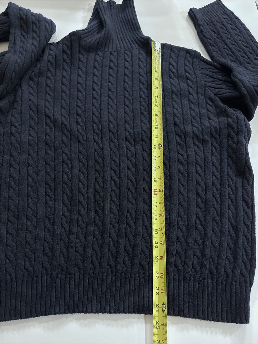 Polo Ralph Lauren Mens L Navy Alpaca Cotton Cable Knit Turtleneck Peru Old Money - Picture 7 of 7